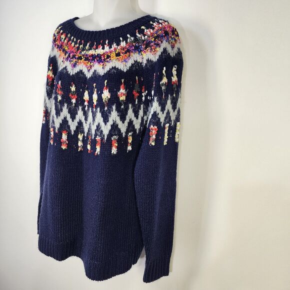 Maurices Sweater Women Medium Wool Blend Jacquard Ribbon Yoke Fair Isle Pullover - Picture 5 of 10